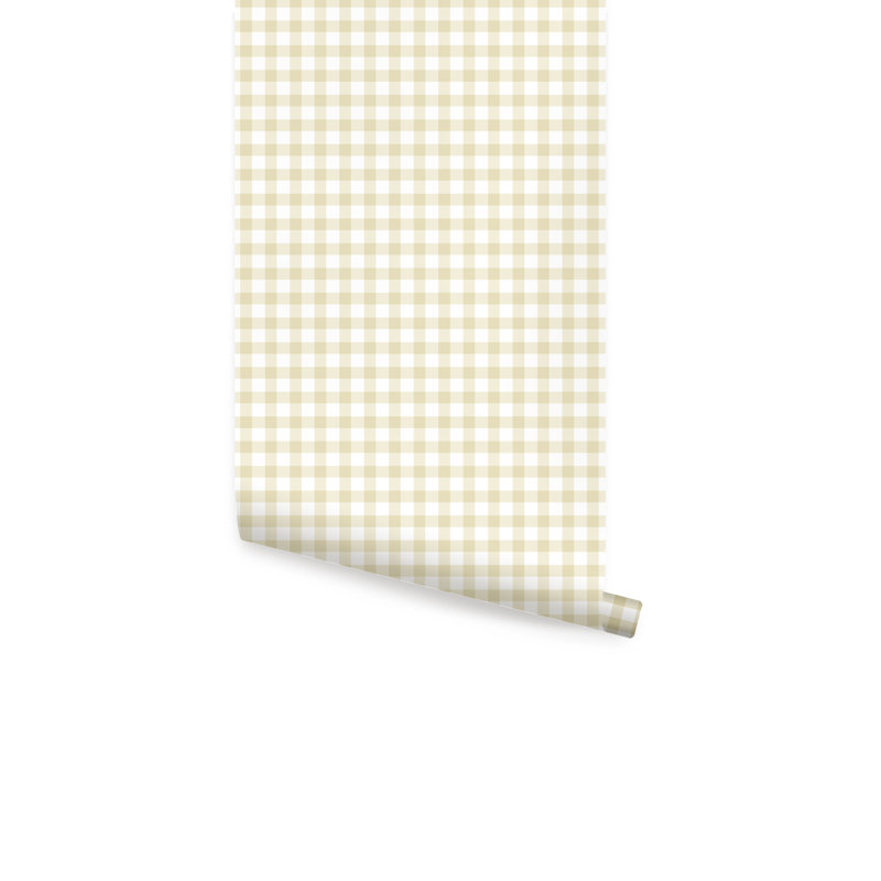 Papier peint adhésif à carreaux vichy, Blé doré