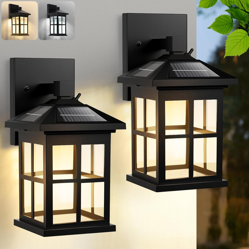 Solar Wall Lights Outdoor, Aluminum Solar Porch Lights Outdoor, Warm White/Cool White Selectable Exterior Waterproof