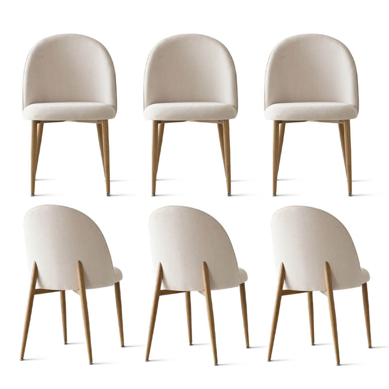 Chaise de salle à manger rembourrée avec pieds en métal Jorge, Bois de chêne, Beige