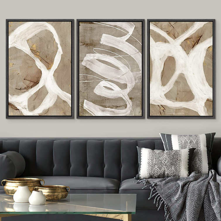 IDEA4WALL Pastel Paint Strokes Shapes Abstract Framed Wall Art Framed On  Canvas Pieces Print  Reviews Wayfair