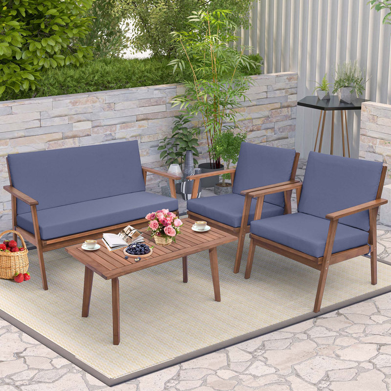 Flaxville 4 - Person Patio Conversation Set with Cushions
