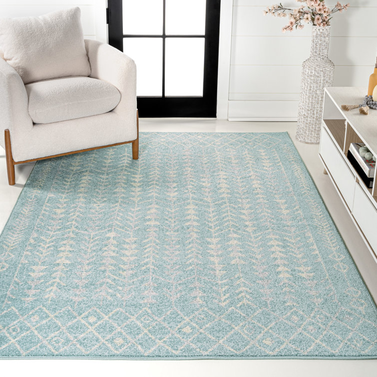 Kelliann Moroccan Geometric Turquoise/Cream Rug