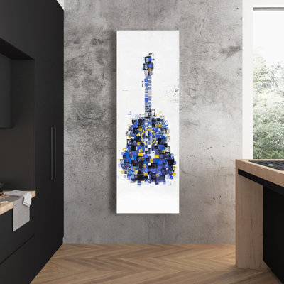 Toile abstraite faite de carrés - décor de chambre à coucher jaune