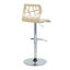 Tabouret de bar réglable avec pivot en métal chromé, bois naturel et similicuir crème avec repose-pieds arrondi en T - ensemble de 2