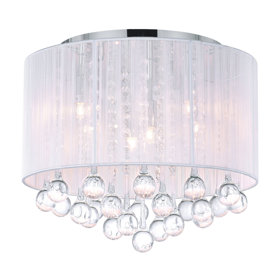 6 Light 14in Flush Mount Chrome Frame & Multi-Color Shade with Crystal Drops House of Hampton® Shade