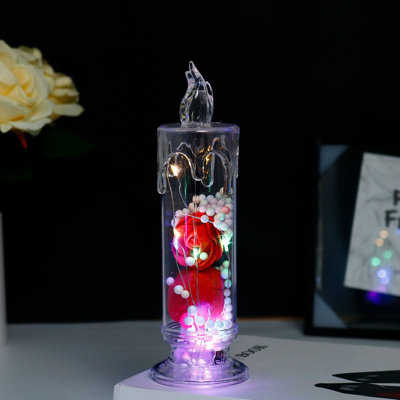 Veilleuse DEL Simulation électronique bougie Ins Rose transparent petite veilleuse chambre à coucher chevet fille décorations décoratives