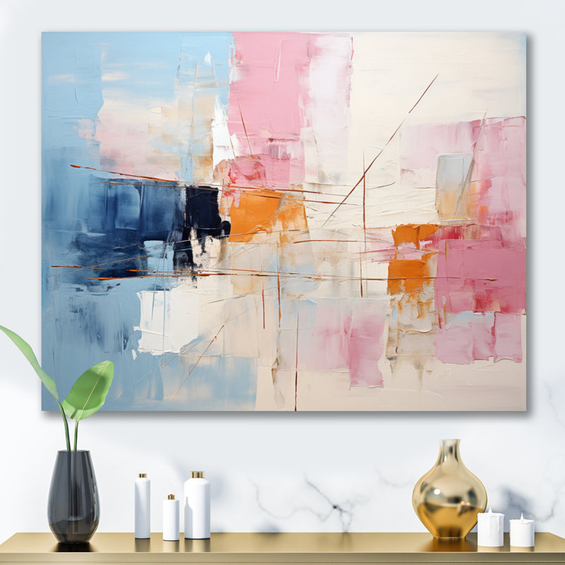 Patchwork abstrait IV sur toile, Toile tendue, H 16 po x l 32 po x P 1 po