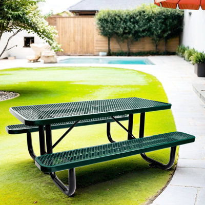 6 Ft. Rectangular Outdoor Steel Picnic Table - , Construction For Events, Spacious 29.12-inch Height Convenience, Easy To Clean Metal Surface, Versatile Different Outdoors Robust Use, 72-inch Design