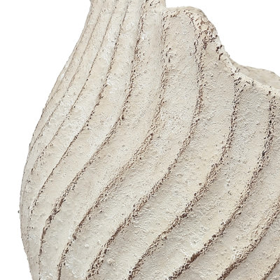 11.5x7x7" Sand and Cement Nautilus Shell Planter with Textured Beige Finish