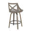 Tabouret de comptoir à hauteur fixe en bois gris clair et tissu gris - ensemble de 2