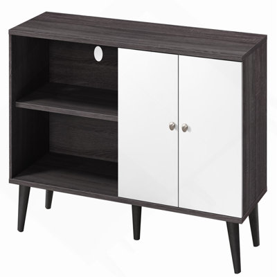 Meuble télé pour téléviseur de 47,3 po ou moins avec 2 tablettes de rangement et 1 armoire, meuble télé moderne dans le salon