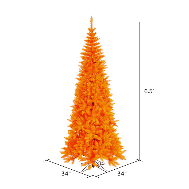 Orange Fir Artificial Fir Christmas Tree, 6.5' H x 34" W