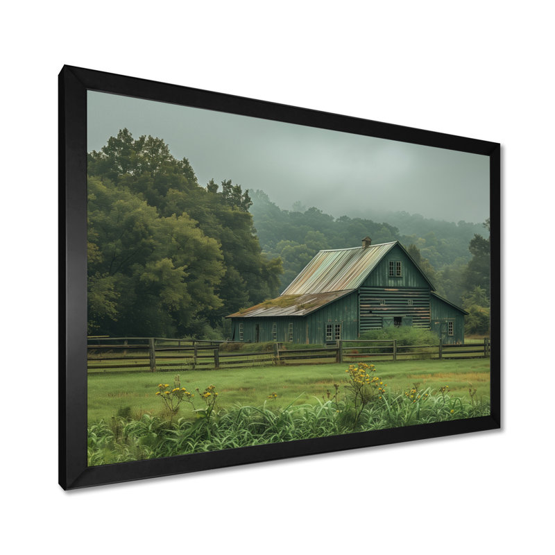 Hans - reproduction d'art mural de grange, H 34 po x l 44 po x P 1,5 po, Toile encadrée noire simple