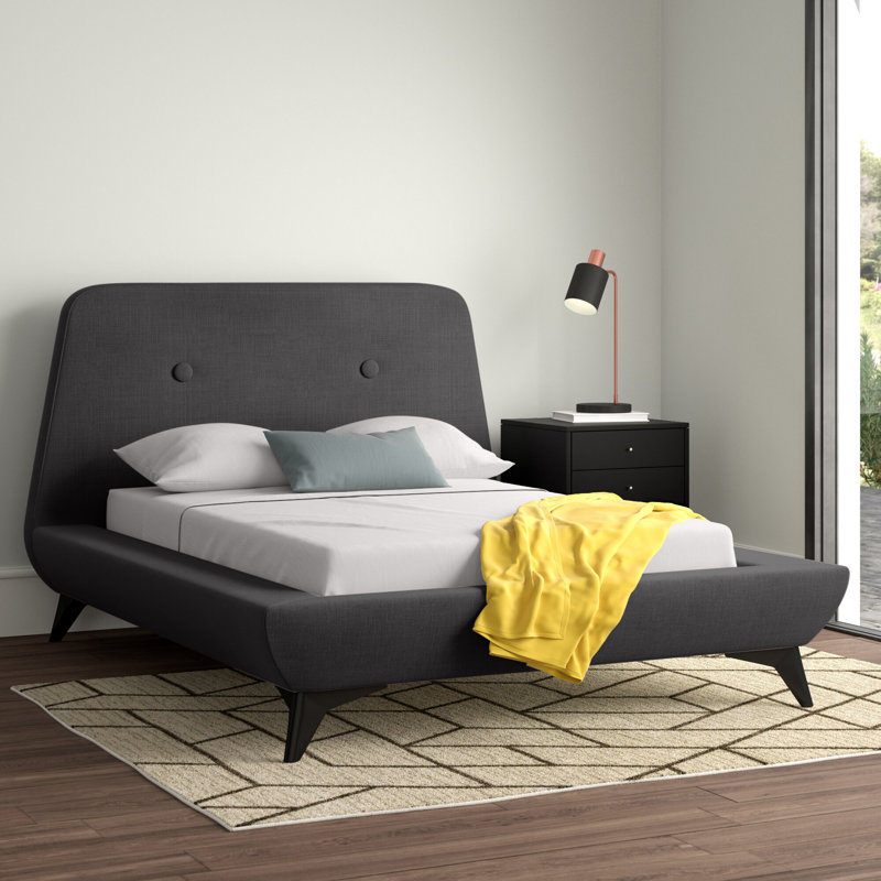 Buster Upholstered Bed, Single (3'), Dark Grey