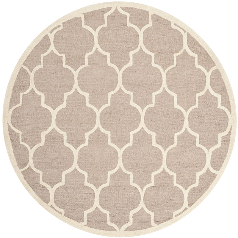 Martins Hand Tufted Wool Trellis Rug, Round 4'