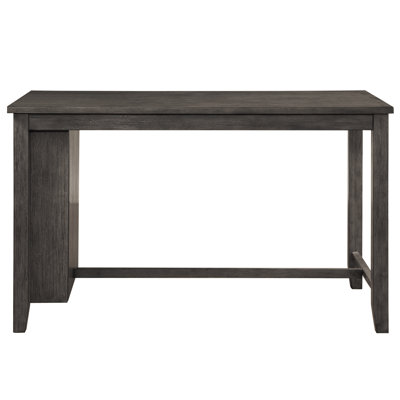 Gray Counter Height Table With Built-in Shelves - Modern Wood Dining Furniture For Home Multifunctional Townhouse