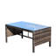Ensemble de patio 3 pièces pour terrasse extérieure : canapé d'angle avec coussins beiges confortables et table basse pratique avec porte-revues. Meuble : - 2 places, méridienne.