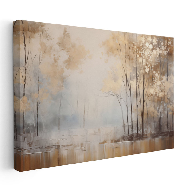 Œuvre d'arbre neutre | Bords rustiques de la nature 2, Cadre flottant brun, H 8 po x l 12 po x P 1,25 po