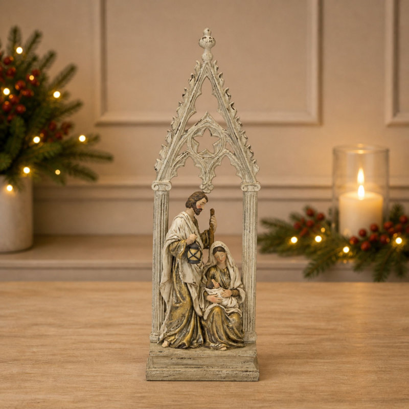 Sainte famille en résine avec arche