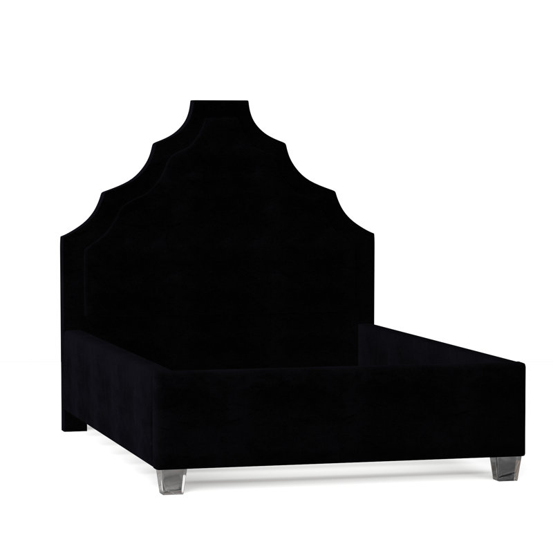 Lexi Upholstered Bed, California King, Bella Black Performance Velvet, Brown Mahogany