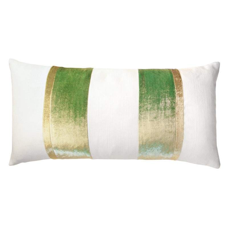 Stripe Lumbar Pillow Cover & Insert, Grass, 12" x 24"