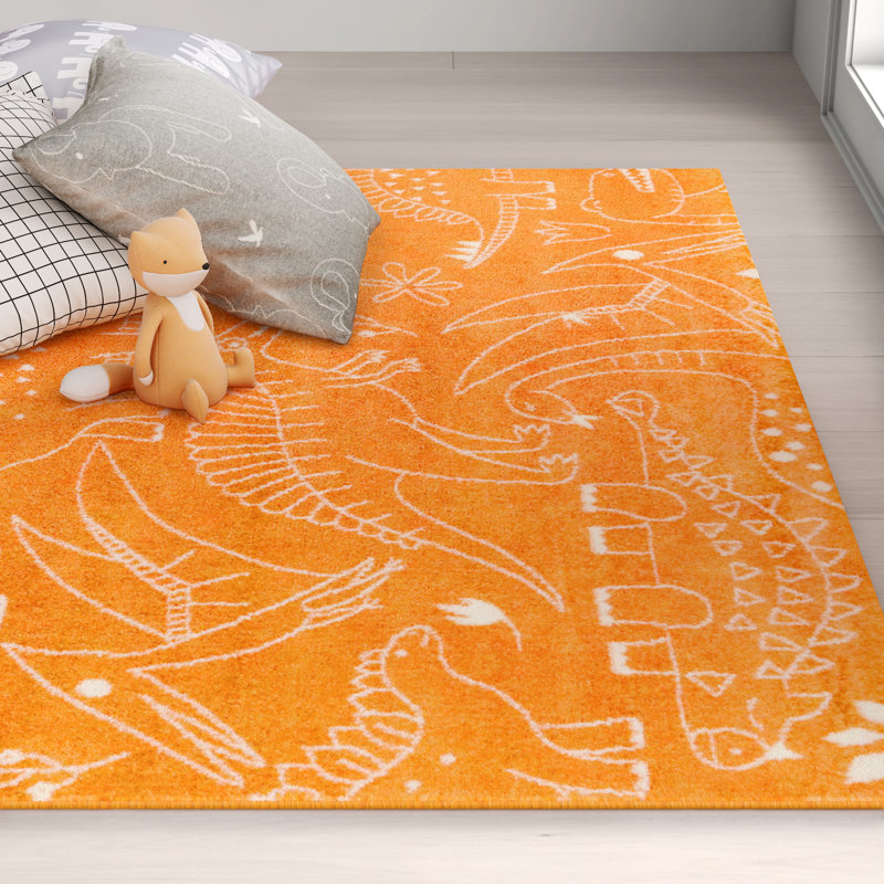 Osgood Animal Print Area Rug, Round 5'3", Orange