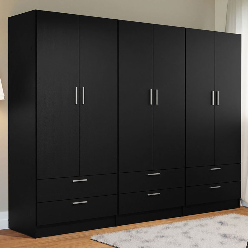 Armoire de rangement à 6 portes avec 6 tiroirs Hokku Designs, Noir, noir, noir, noir