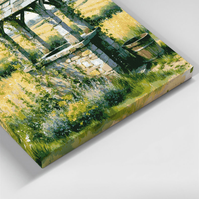 «Farm Water Well», art mural sur toile beige, H 8 po x l 10 po