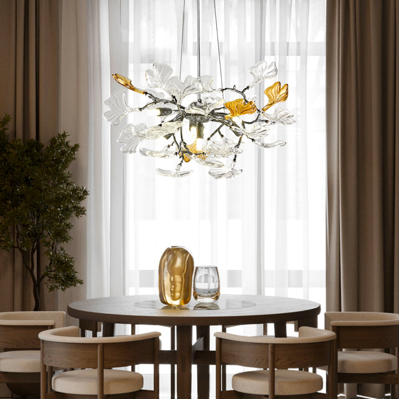 Lustre Ginkgo, H 15,75 po x l 21,65 po x P 21,65 po, 7 lumières