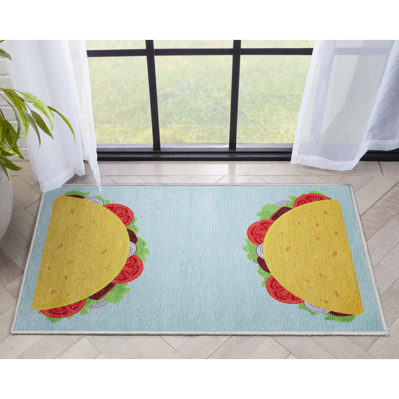 Tapis bleu Kehr Taco Novelty, Rectangle 2 pi x 3 pi