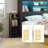 Farmhouse Bed Frame with Bookcase Headboard, 2 Detachable Racks, 4 Drawers & RGB LED-100758304-100758305