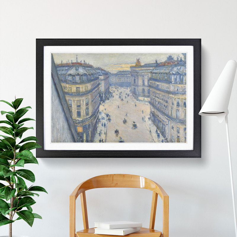 La Rue Halevy by Gustave Caillebotte - Picture Frame Painting, Black Framed, 36cm H x 48cm W x 2cm D