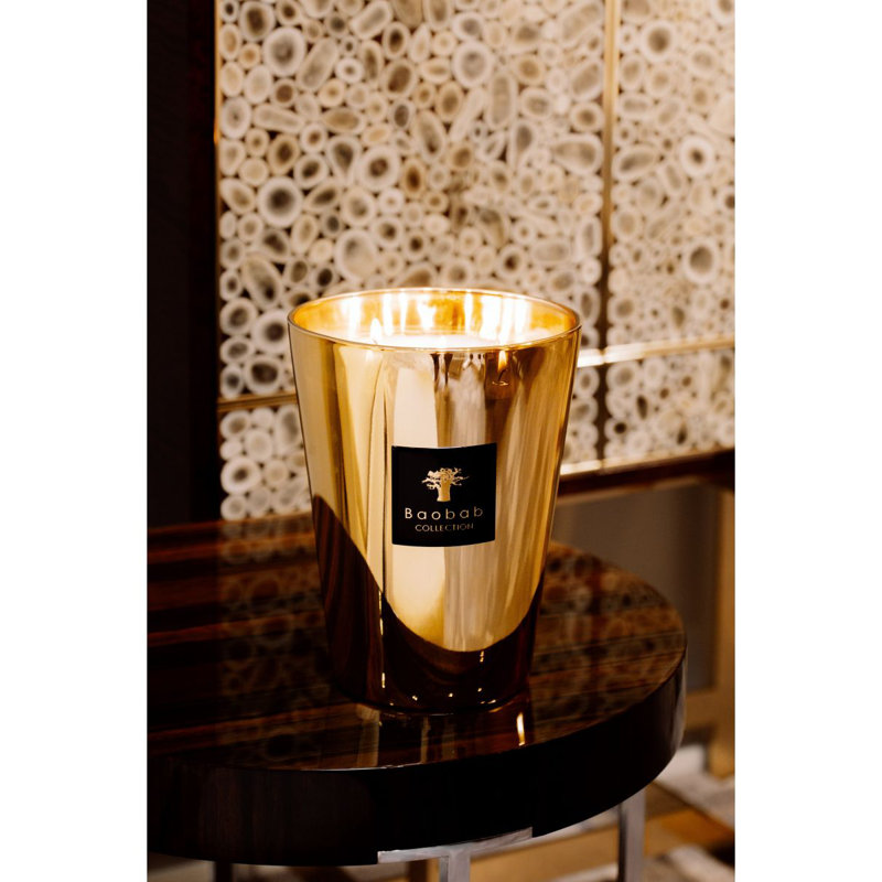 Les Exclusives Aurum Candle, 3.2" H x 3.58" W x 3.58" D