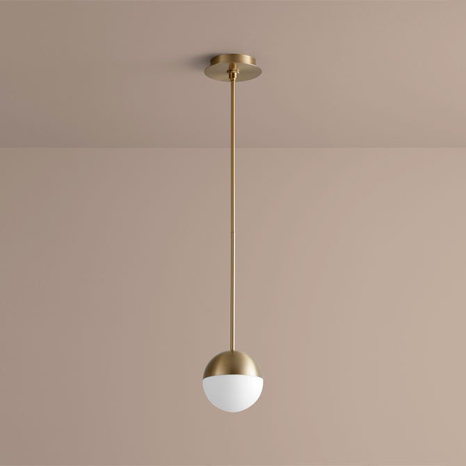 Luminaire suspendu sphère 1 lumière DEL 1 lumière, Laiton vieilli, H 22 po x l 6 po x P 6 po