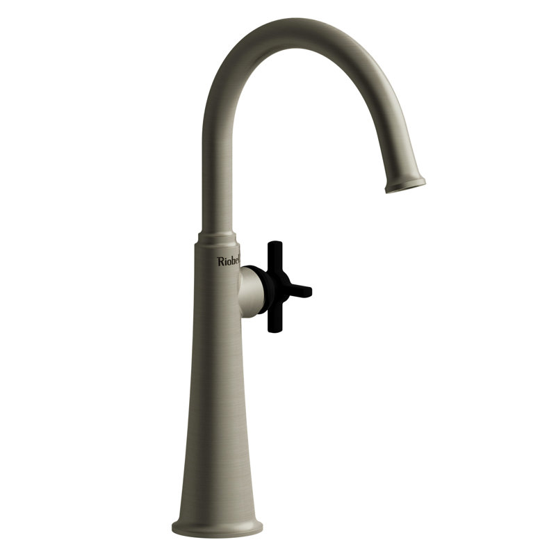 Momenti Vessel Bathroom Faucet with C-Spout, Brushed Nickel/Black