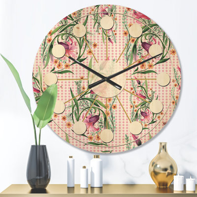 Horloge murale en bois Floral Botanical X