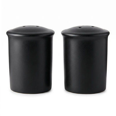 Ensemble de salière et poivrière noir mat rétro - décor de cuisine de campagne moderne - shaker en céramique classique pour table de salle à manger ou comptoir