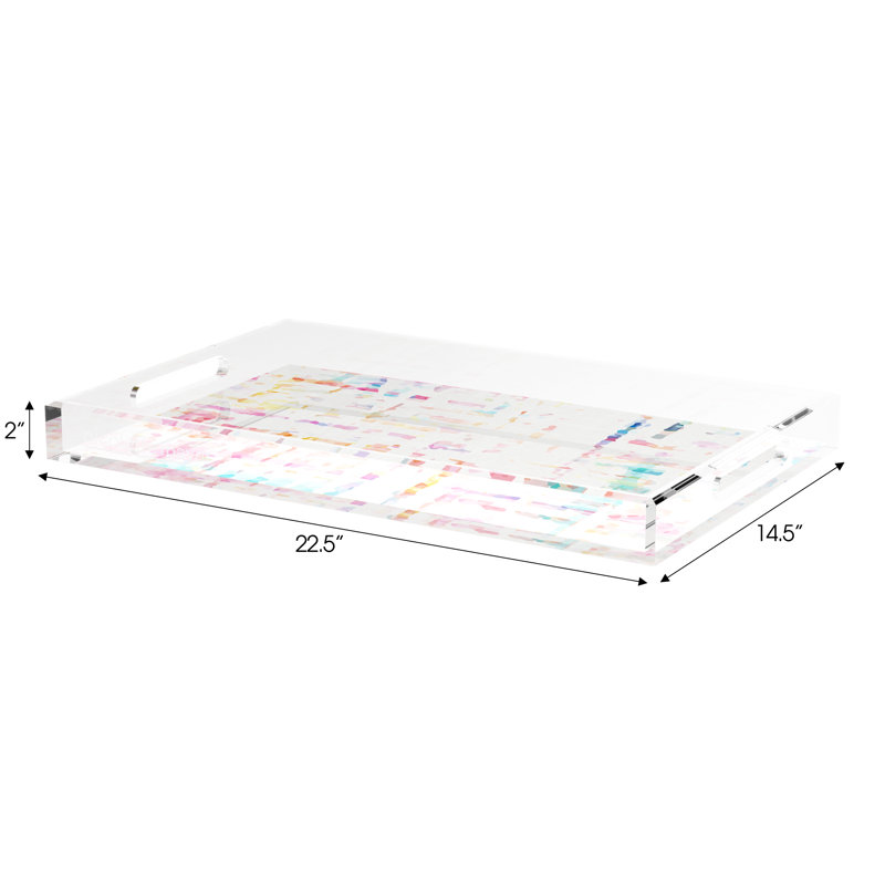 Coco Cream Acrylic Rectangle Decorative Tray, 12.5"W x 7.75"D x 2”H