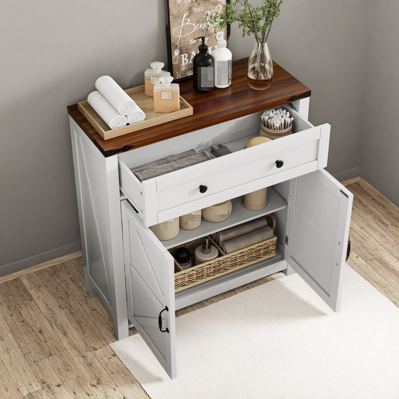 Everett Wooden Sideboard with Drawer & Adjustable Shelf, White