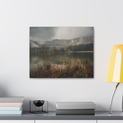«Misty Mountain Lake Reflection Nature Wilderness», reproduction d'art sur toile