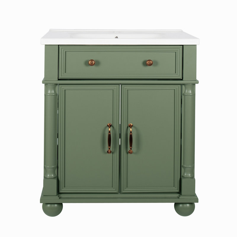 Armoire de salle de bain 27,8 po, seule armoire, vert