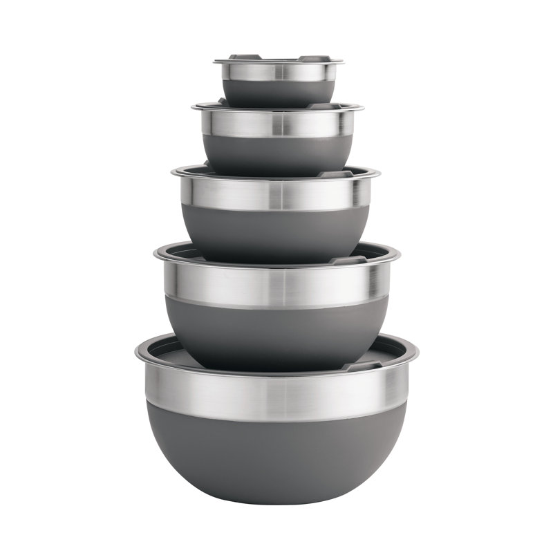 Ensemble de bols à mélanger 10 pièces, gris
