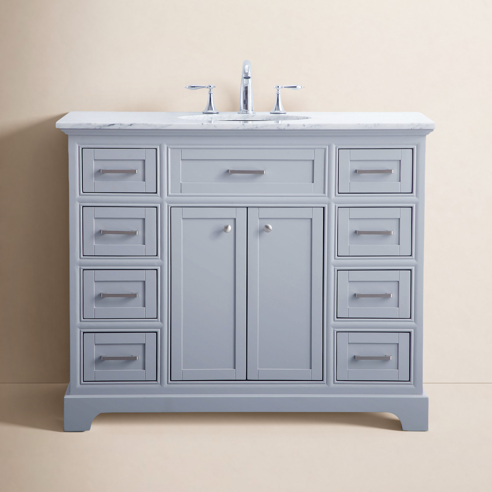 Hermes 42" Single Bathroom Vanity, Light Gray