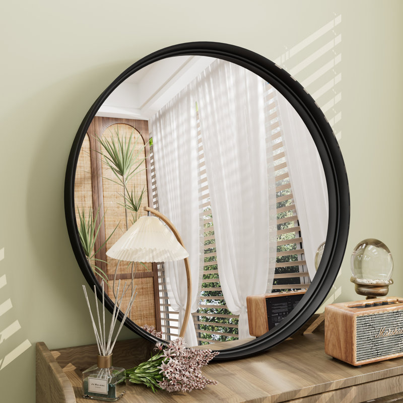 Miroir mural Aevar, 24 po x 24 po, Noir mat
