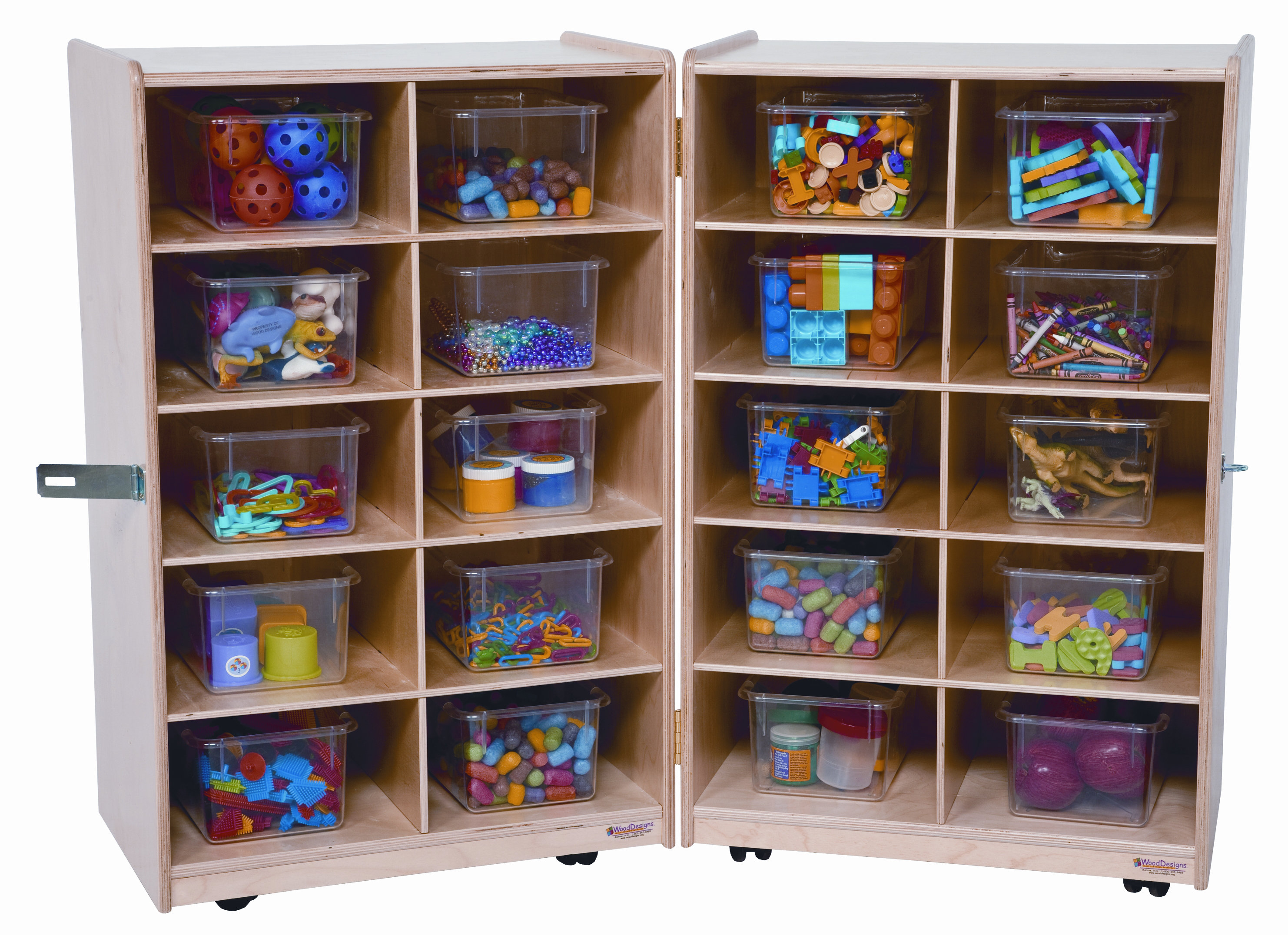 Wood Designs Folding Vertical Storage with (20) Translucent Trays | Wayfair