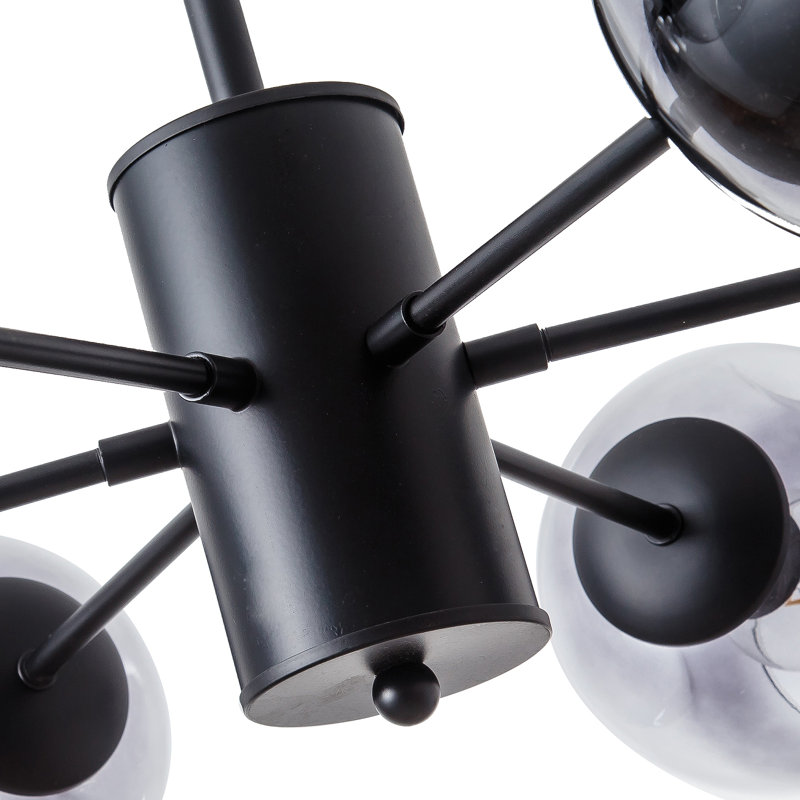 Lustre linéaire spoutnik moderne à 6 lumières Kye, Noir