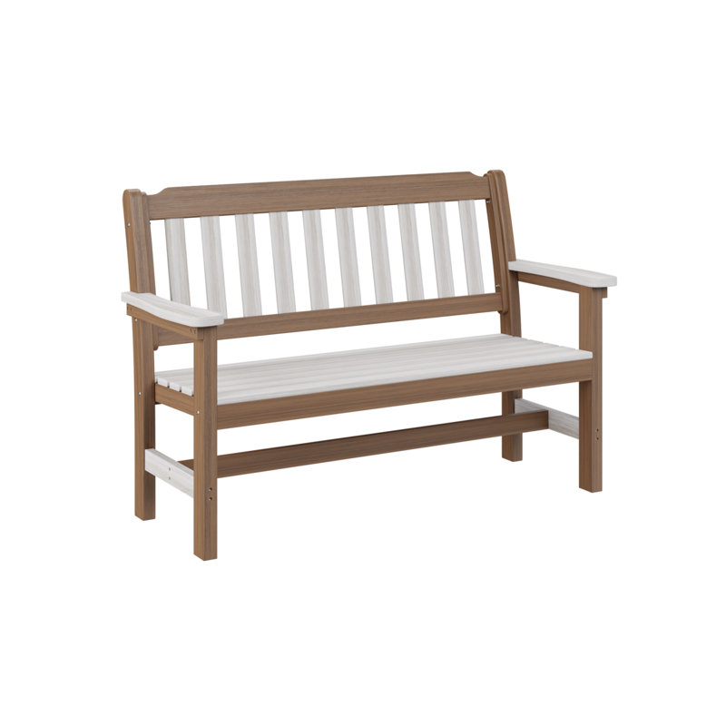 Garden Outdoor Bench, Seashell/Antique Mahogany