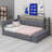 Upholstered Daybed with Storage Footstool, Shelves, Drawers, USB Charging & LED Light-998414784