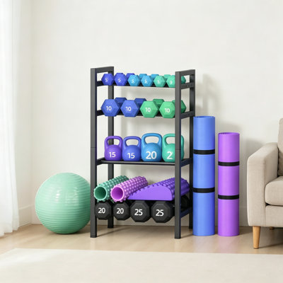 Support à 4 niveaux pour haltères réglables, support pour poids lourds, rangement Kettlebell de 800 lb