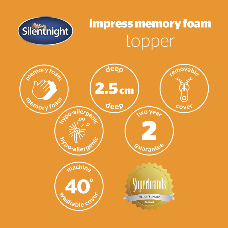 Silentnight Impress 2.5cm Memory Foam Mattress Topper, King (5')